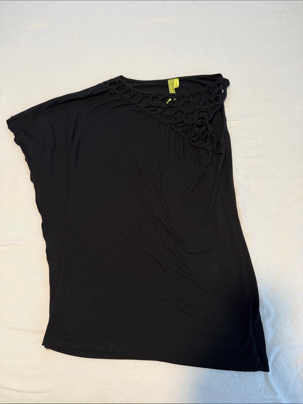 Green Dragon Black One-Shoulder Crochet Accent Women’s Top Size Small